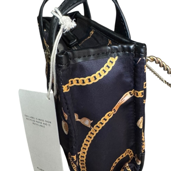 Kurt Geiger Black Quilted Mini Tote with Gold Chain Print💝 - Picture 5 of 10